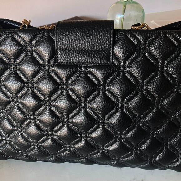 Kate Spade Astor Court Elena Black Diamond Quilted Leather Shoulder Tote Bag - Picture 6 of 10